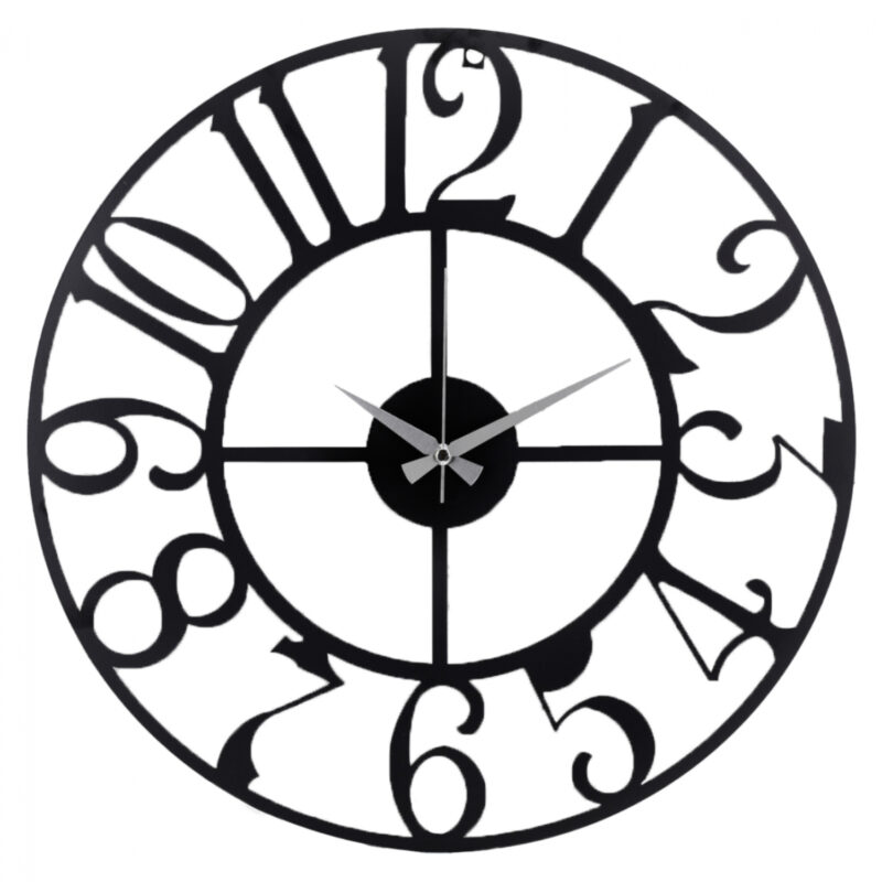 Стенен часовник, HM7451, Черен, Метал, 50см.