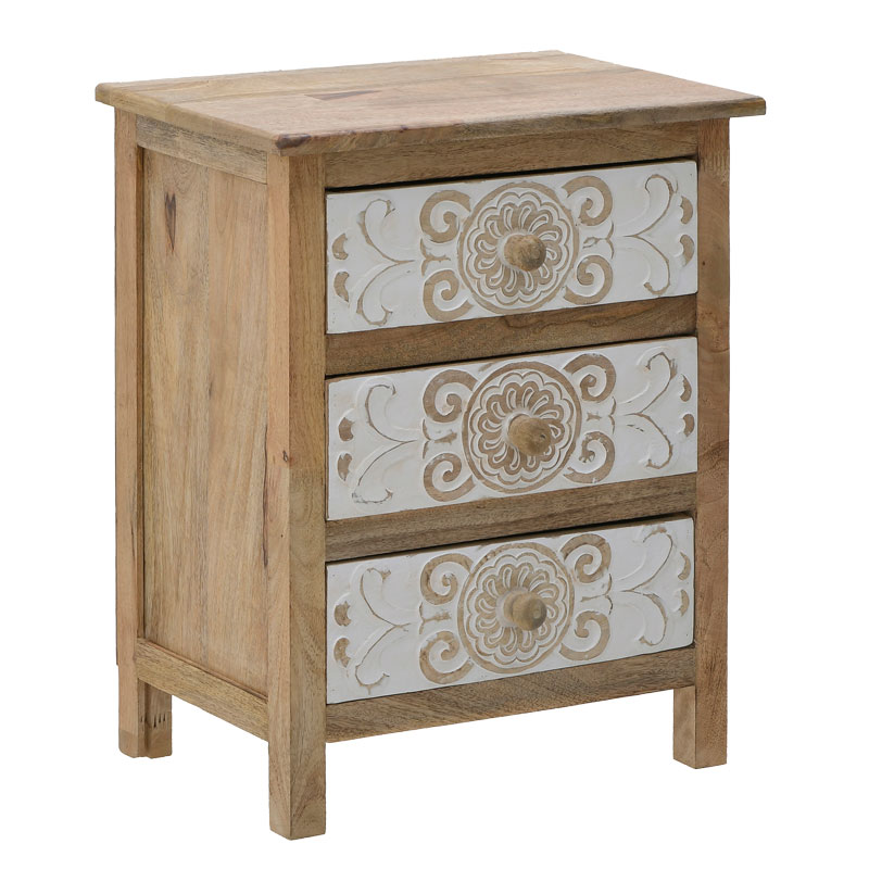 Скрин, Inart, Натурален/Бял, Дърво, 49х35х61см.