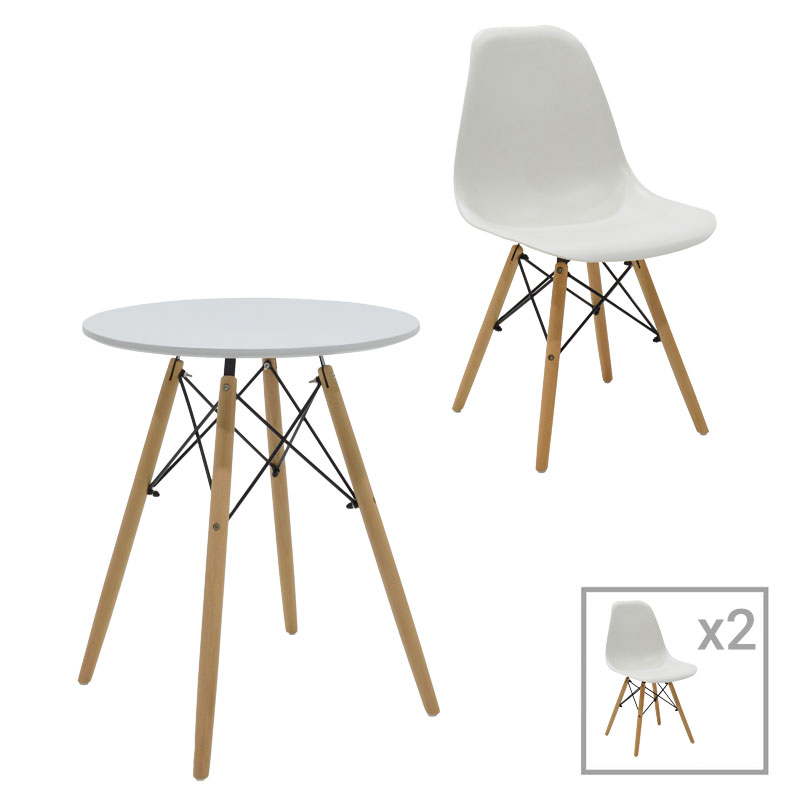 Трапезен комплект, Julita, Бял, Мдф, 60х60х73см.