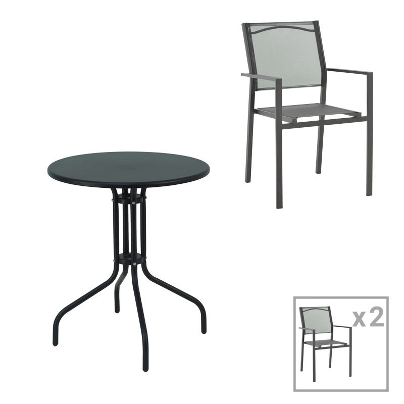 Градински комплект, Vergo-Confidence, Черен, Метал, 60х60х70см.