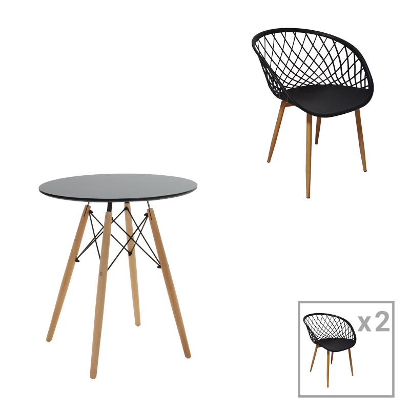 Комплект маса и столове, Ezra-Julita, Сив, Мдф, 60х60х73см.