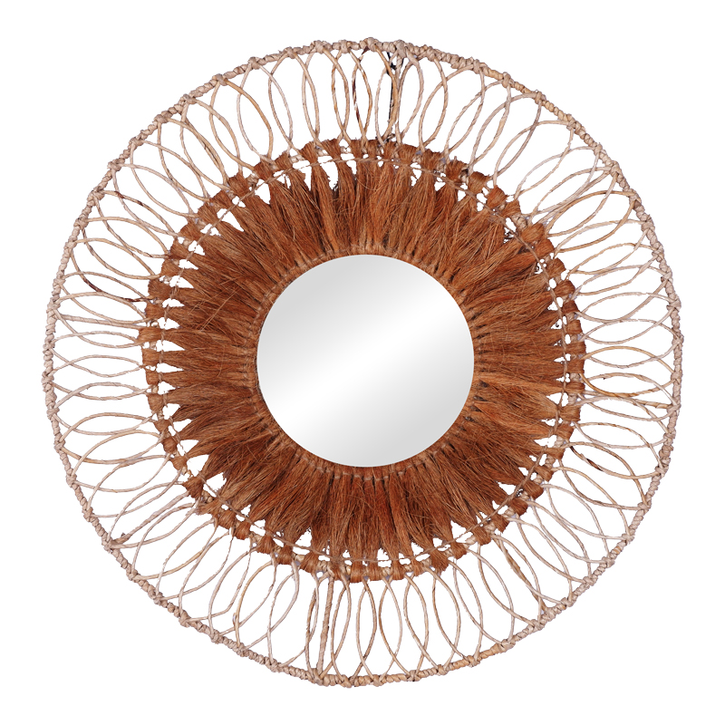 Огледало, Cermine Inart, Натурален, Растителни влакна, 80х80х12см.
