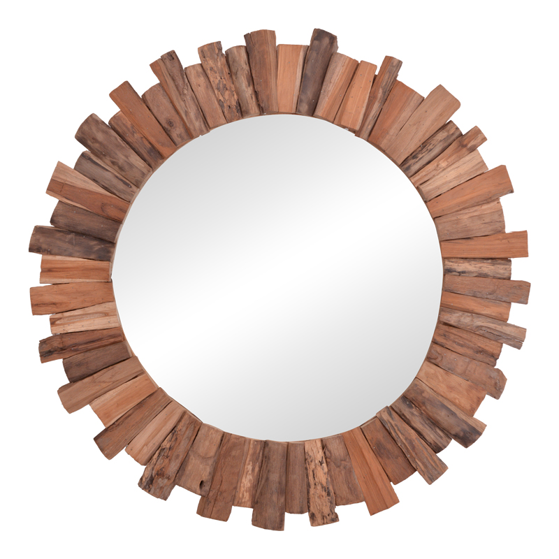 Огледало, 338-000009, Натурален, Дърво, 100х100х5см.