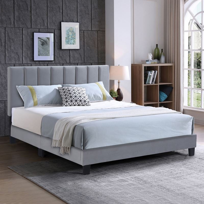 Легло, ALLEGRO, Сив, Текстил, 159х215х127см.