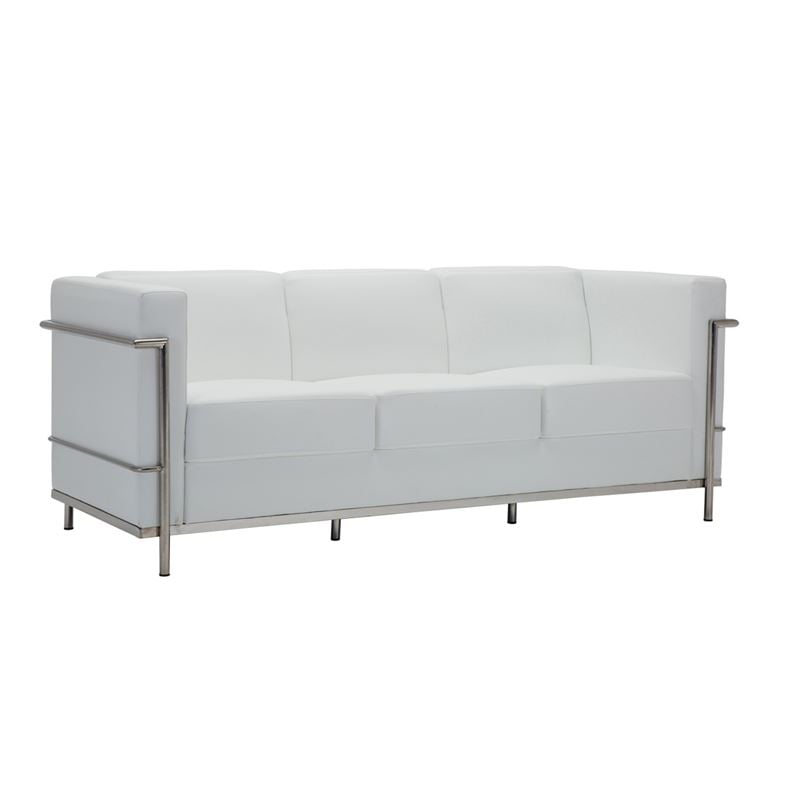 Диван, GENOVA 3-Seater, Бял, Изкуствена кожа, 188х73х71см.