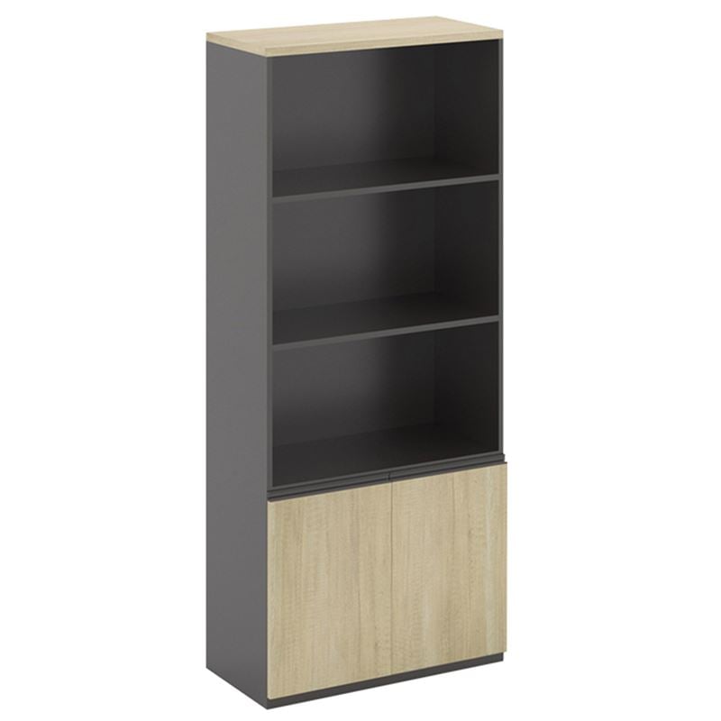 Библиотека, Sonoma/Grey, Натурален, Пдч, 80х40х200см.