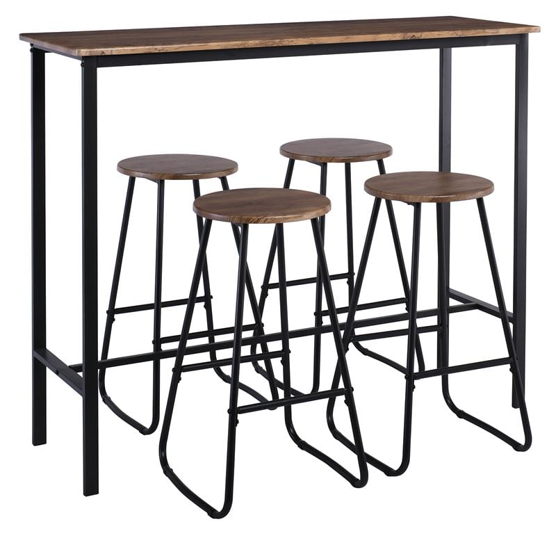 Бар маса, PUB Set, Черен/Орех, ПДЧ/Метал, 120х40см.