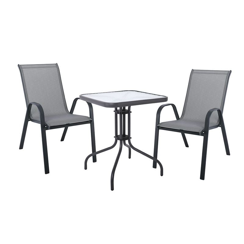 Градински комплект, RIO Set, Сив, Метал, 60х60х70см.