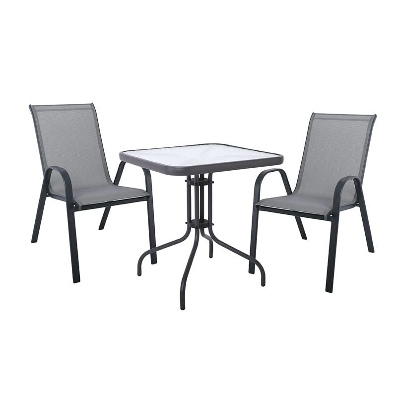 Градински комплект, RIO, Сив, Метал, 70х70х70см.