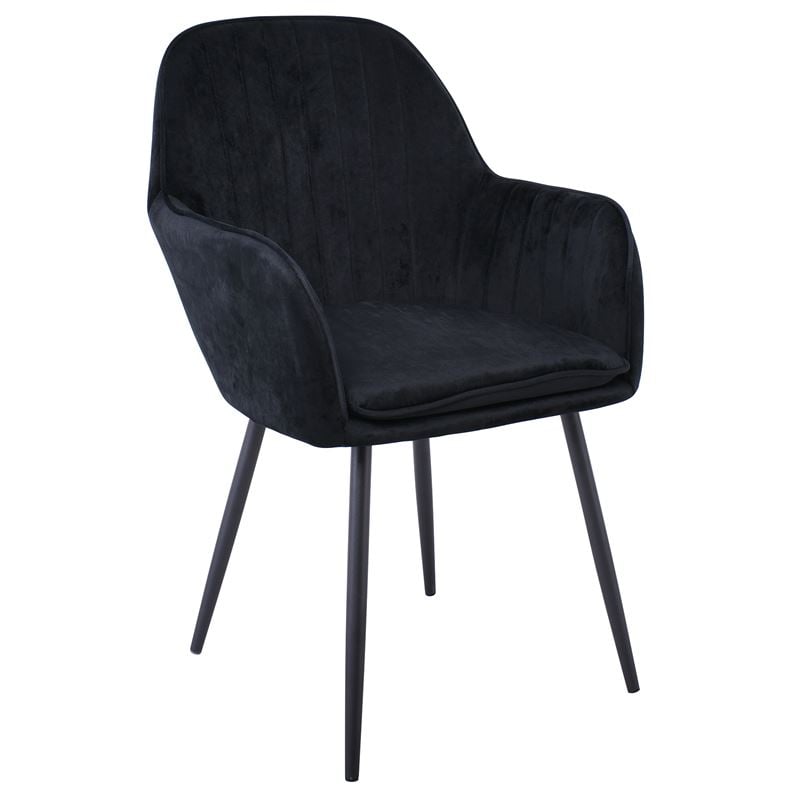 Кресло, VALERY, Черен, Велур, 55х61х87см.
