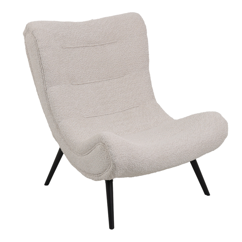 Фотьойл, boucle fabric armchair, Бежов, Текстил, 97х80х100см.