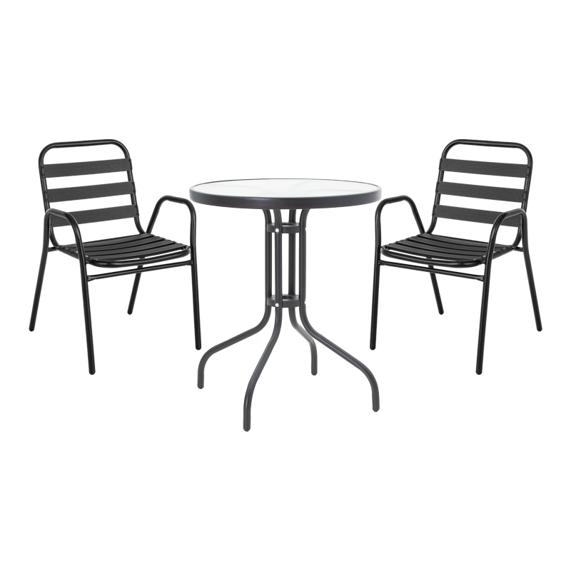 Градински комплект, Watson-Sussie, Черен, Стъкло, 60х60х70см.