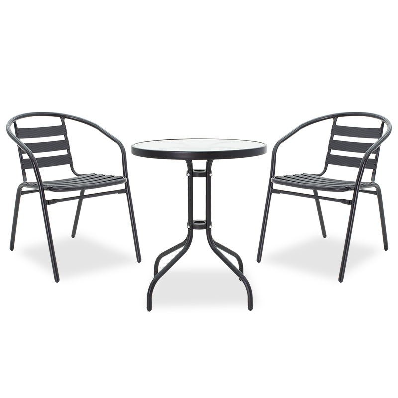 Градински комплект, Watson-Tade, Черен, Стъкло, 60х60х70см.