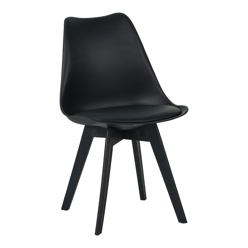 Стол, Gaston I, Черен, Изкуствена кожа, 53.5х48.5х81.5см.