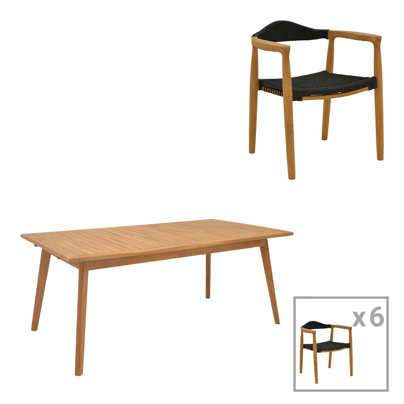 Градински комплект, Ganny-Pino, Натурален, Дърво, 240х100х75см.