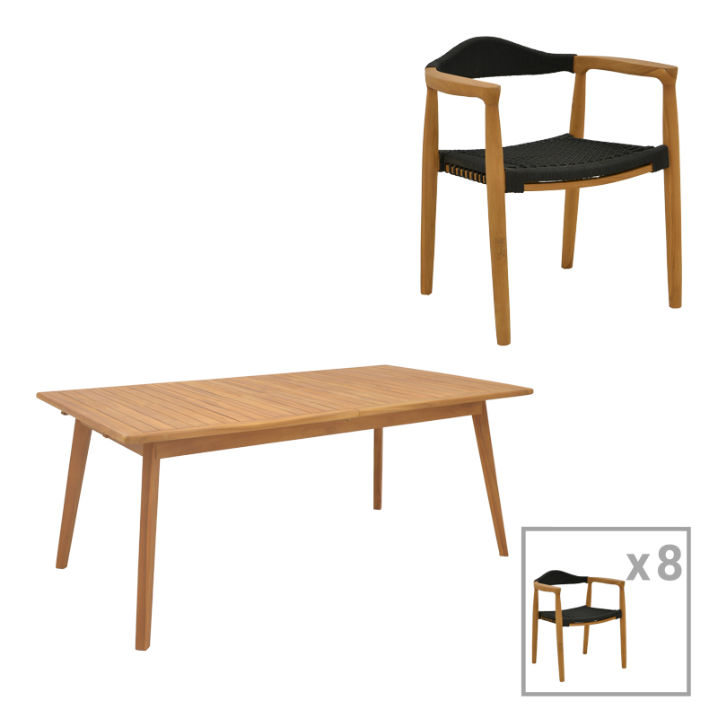 Градински комплект, Ganny-Pino, Натурален, Дърво, 240х100х75см.