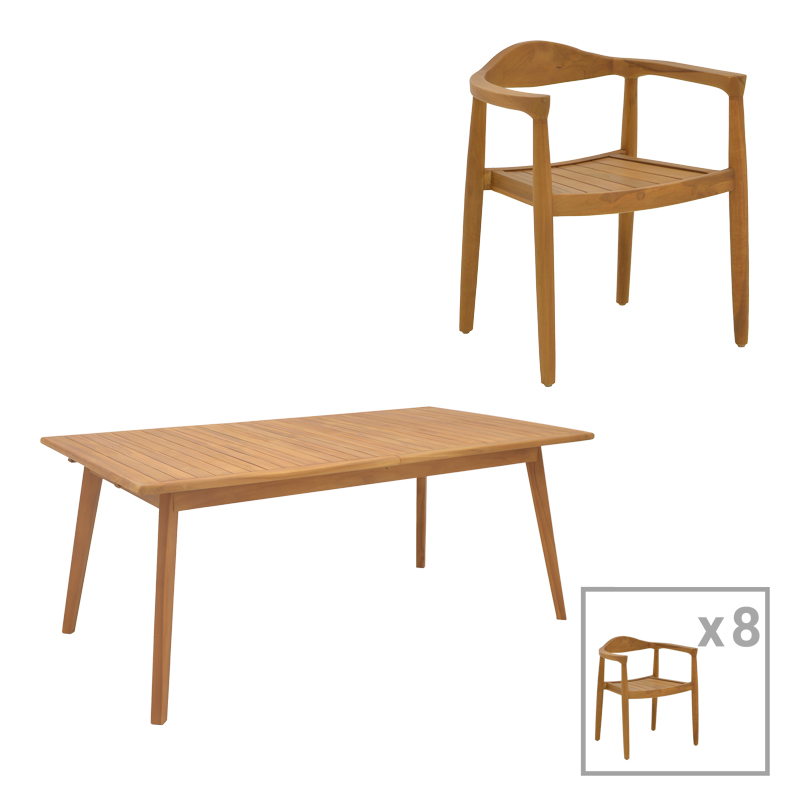 Градински комплект, Ganny-Pino, Натурален, Дърво, 240х100х75см.