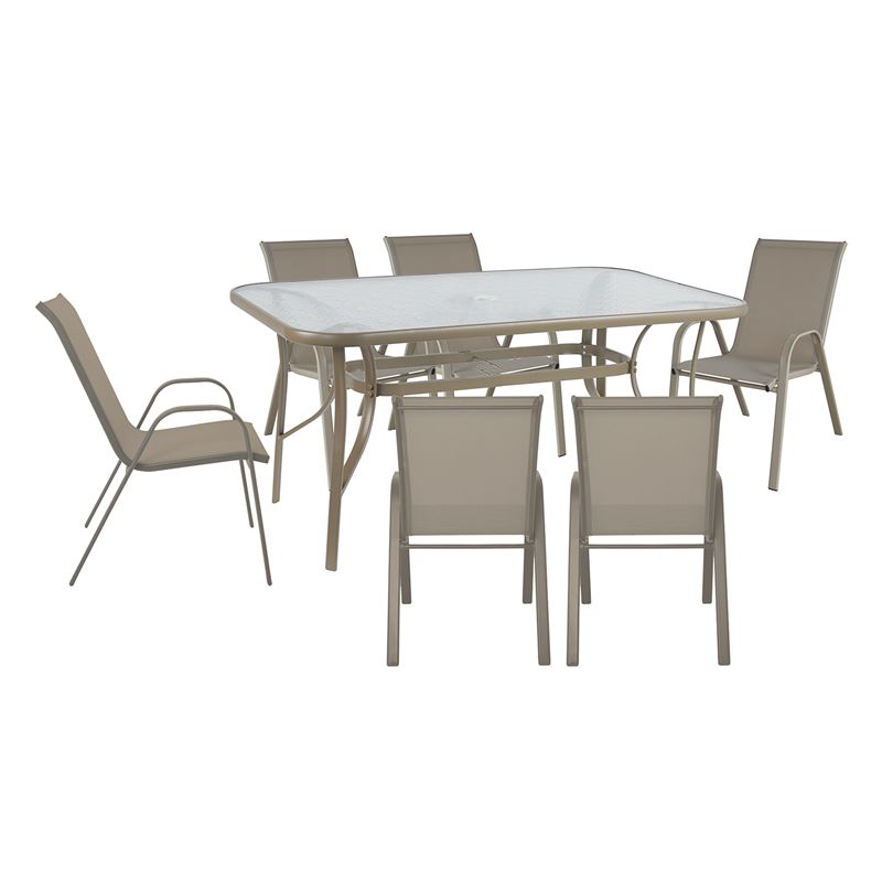 Градински комплект, RIO Set, Капучино, Метал, 150х90х7155см.