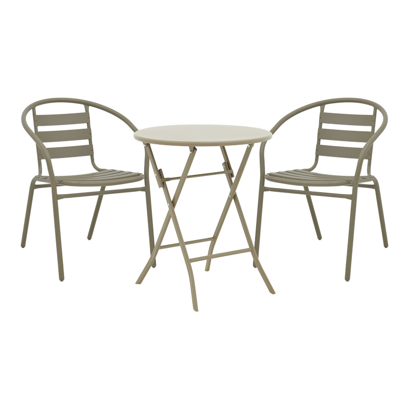 Трапезен комплект, Albero-Tade, Шампанско, Метал, 60х60х70см.