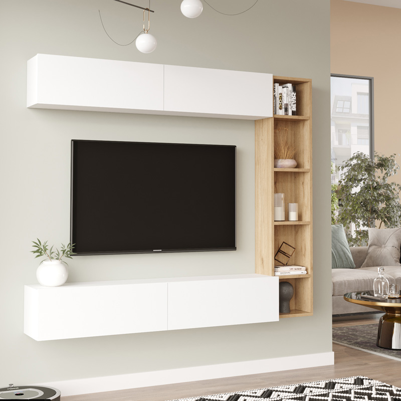 ТВ комплект, Compo, Бял, Пдч, 169.1х25.8х143.5см.