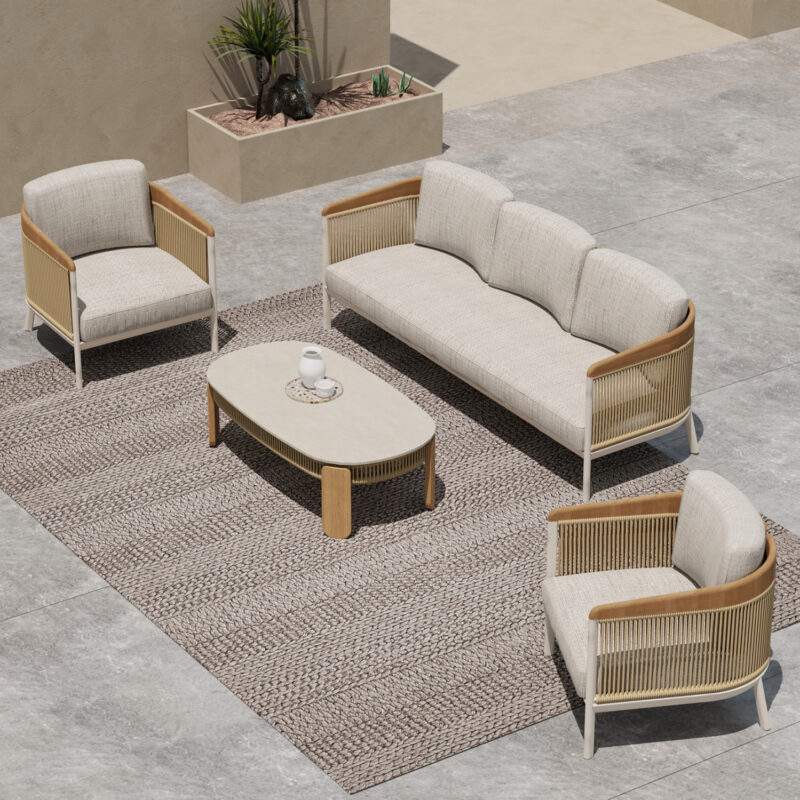 Градински комплект, SM6165, Натурален, Дърво