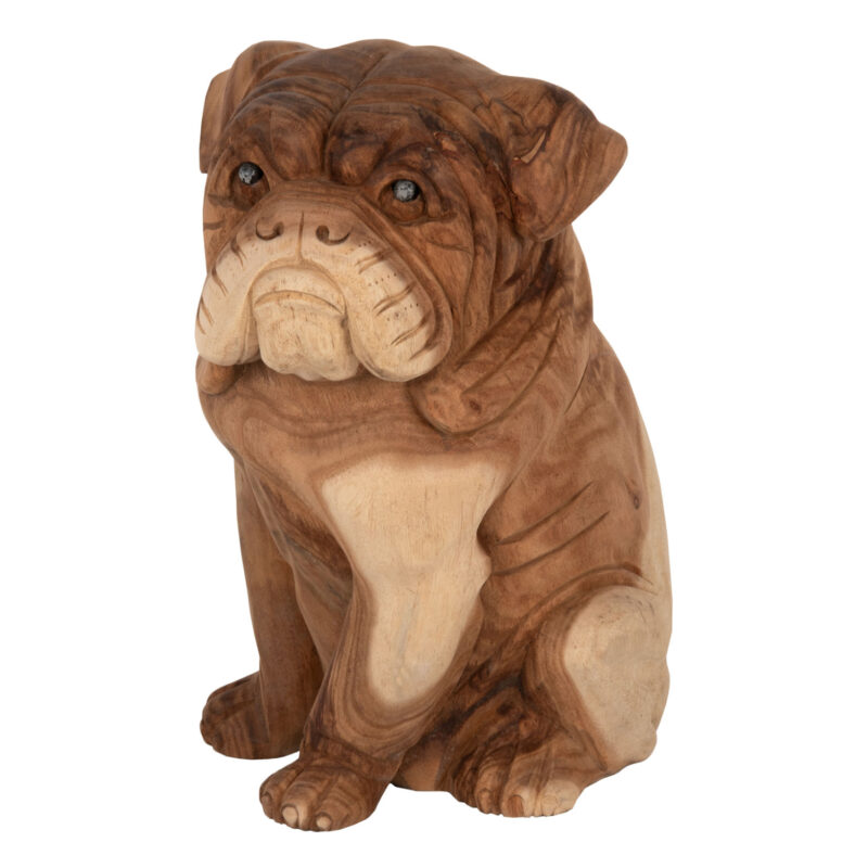 Декорация, Dozer Bulldog, Натурален, Дърво, 26х27х40см.