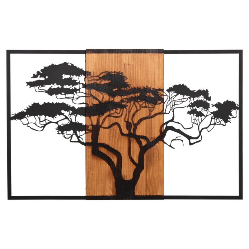Декорация за стена, TREE IN BLACK FRAME, Черен, Дърво, 90х3х58см.