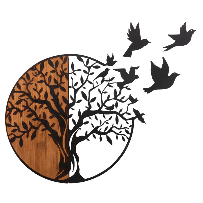 Декорация за стена, ILLUSION, Натурален, Дърво, 56.5х3х56.5см.