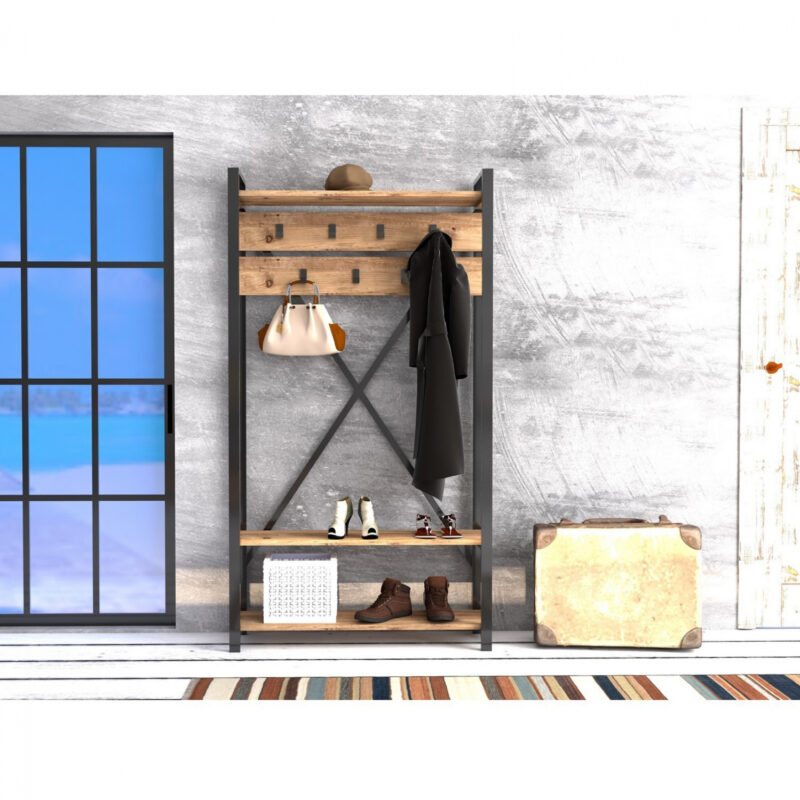 Етажерка, HM8943.01, Натурален, Дърво, 90х34х180см.