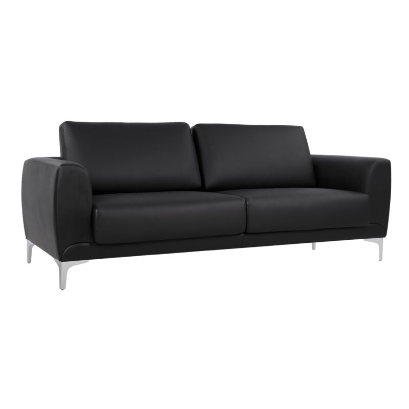 Диван, Kenzie, Черен, Изкуствена кожа, 190х81х81см.