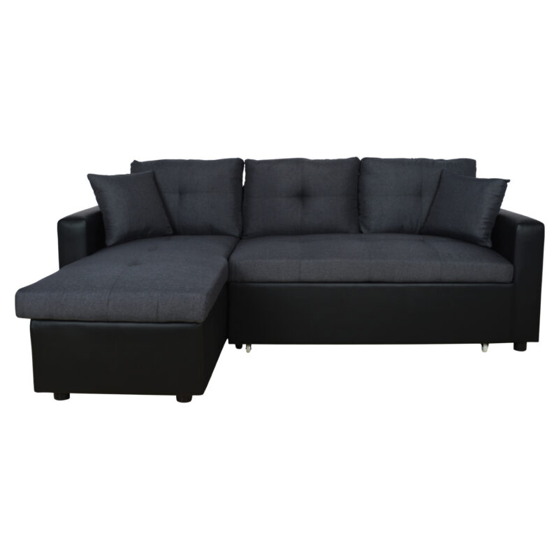 Ъглов диван, Wayne, Сив, Изкуствена кожа, 220х146х86см.