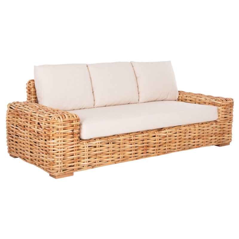 Диван, HM9808, Бял, Ратан, 216х88х70см.