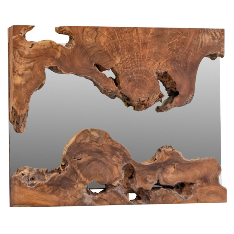 Огледало, HM9361, Натурален, Дърво, 62х62х5см.