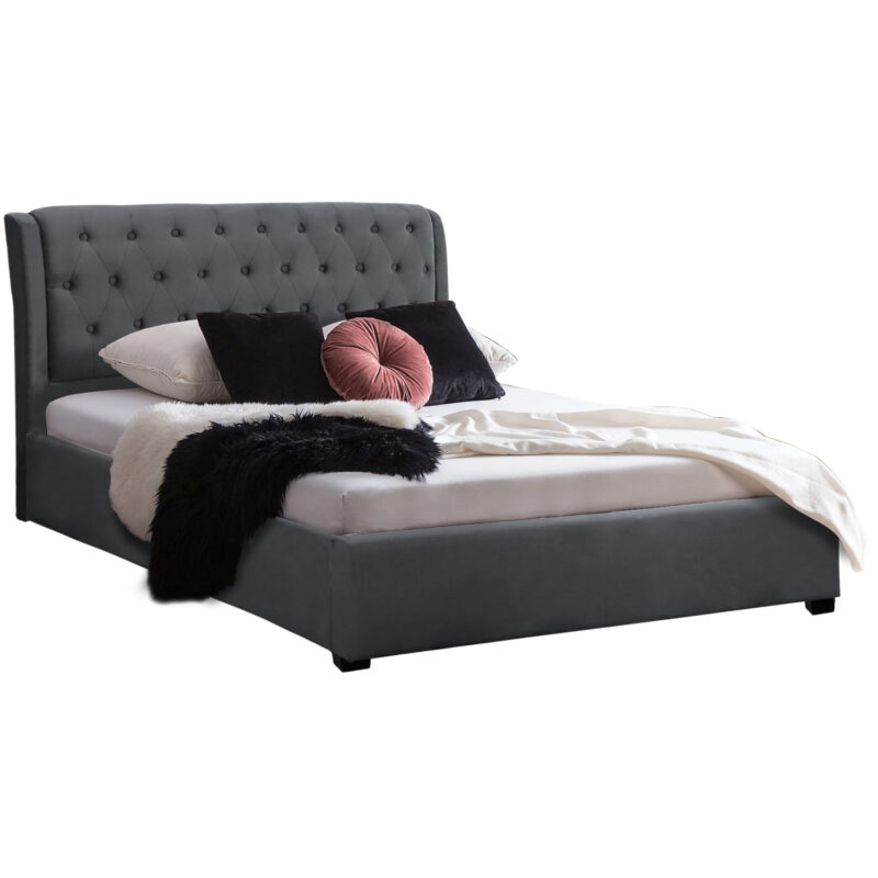 Легло, Odalys, Сив, Кадифе, 164х223х100см.