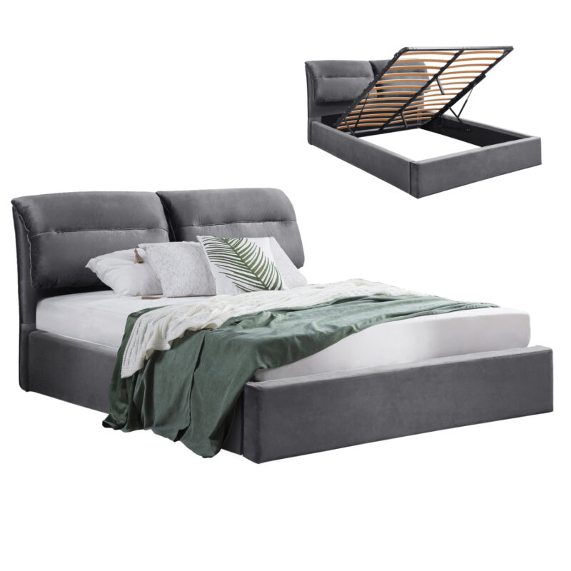 Легло, Kendra, Сив, Кадифе, 160х200см.