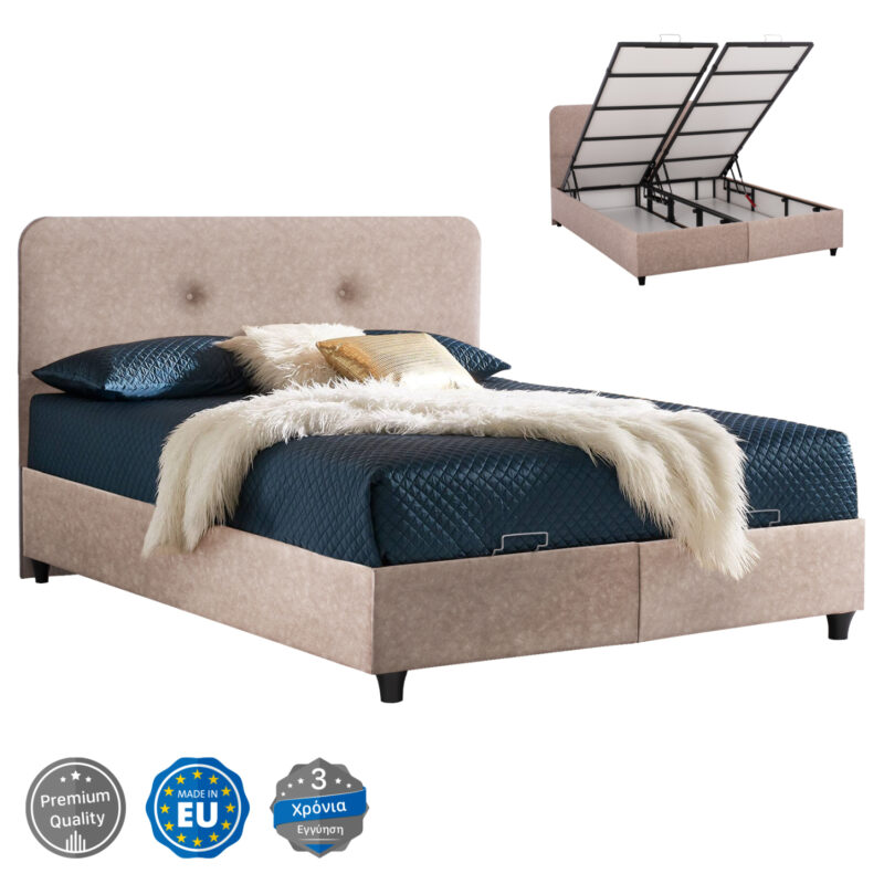 Легло, DOLORES, Бежов, Текстил, 160х200см.