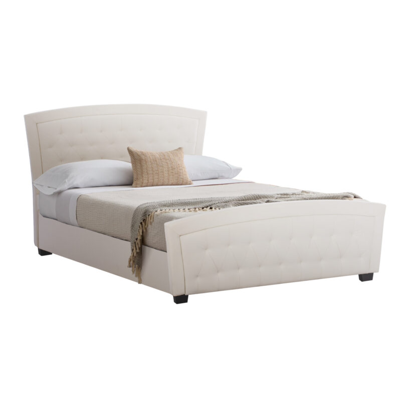 Легло, ODELIA, Бял, Изкуствена кожа, 150х200см.