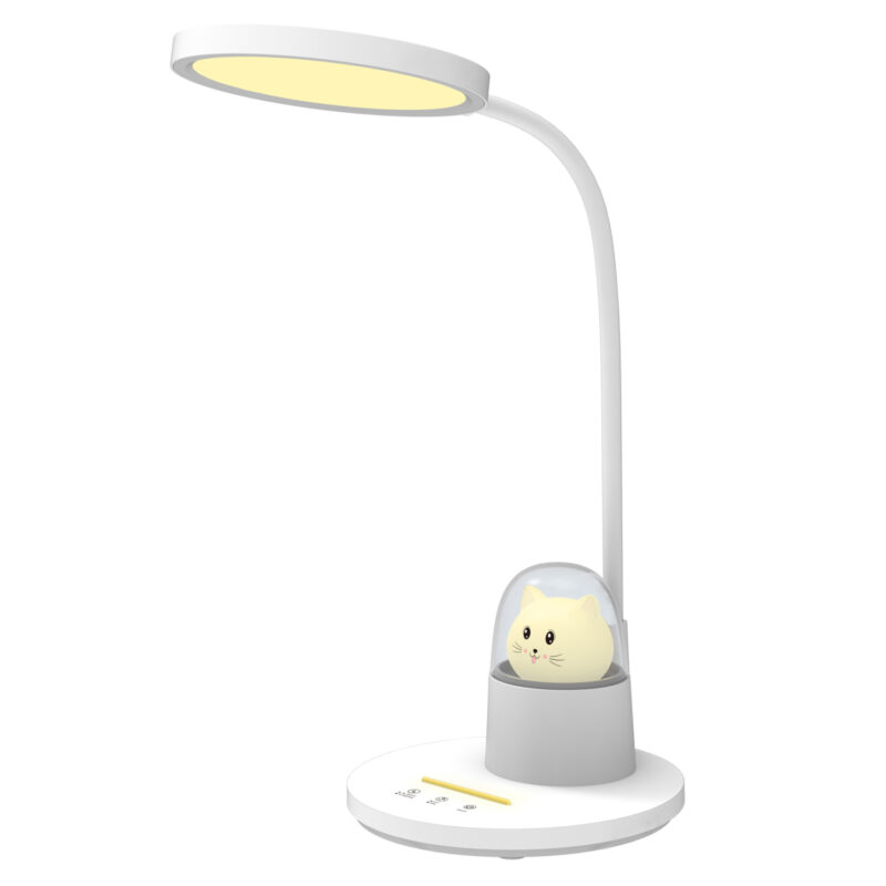 Настолна лампа, BADOO CAT FIGURE LIGHT, Бял, Пластмаса