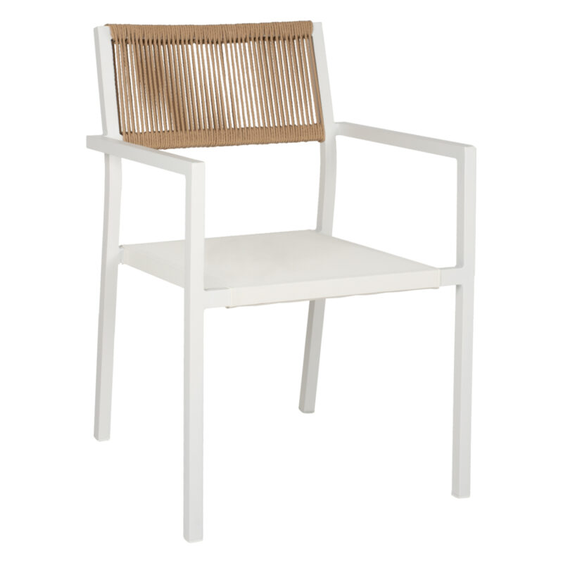 Стол, HM5893.02, Бял, Изкуствен ратан, 55.5х58.5х83см.