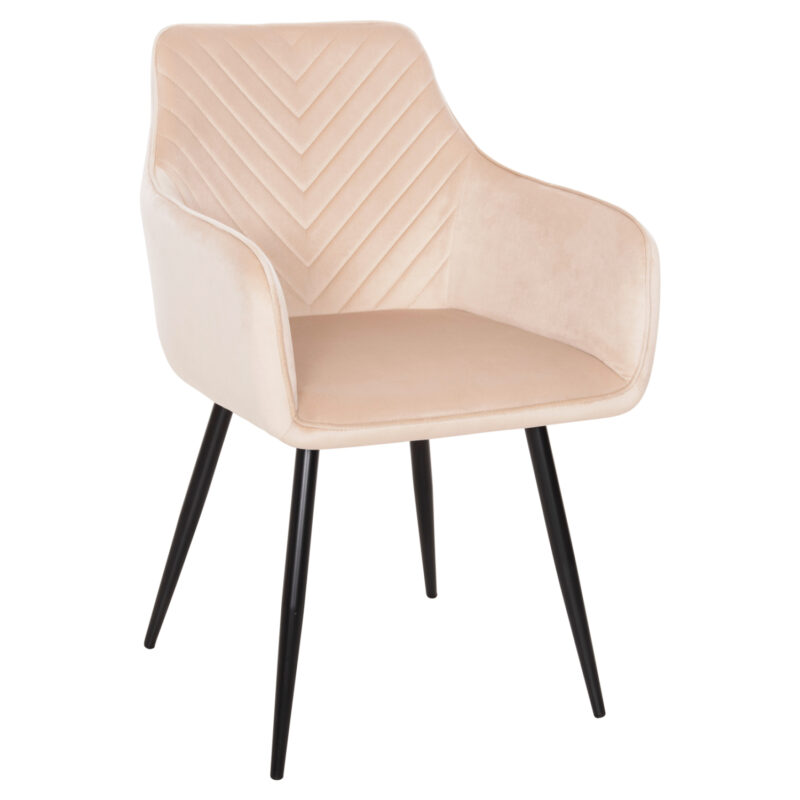 Трапезен стол, HM8582.05, Екрю, Кадифе, 57х56х84см.