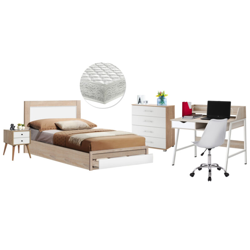 Студентски комплект, HM11994, Сонома-Бял, ПДЧ