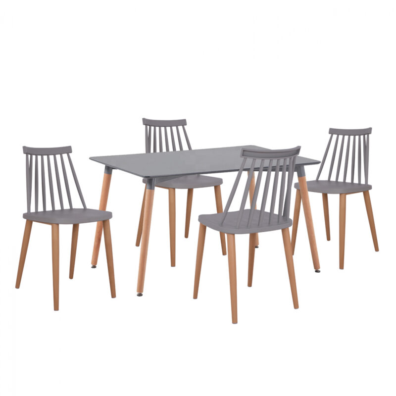 Трапезен комплект, 008.10 х1 + 8052.10 х4, Сив, Мдф