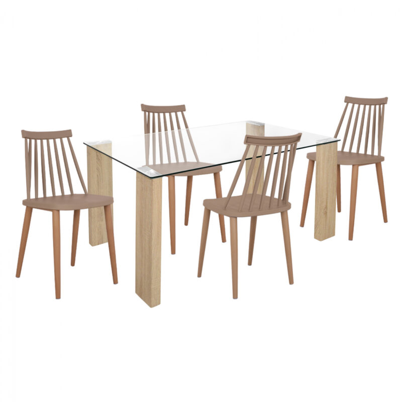 Комплект за трапезария, HM11593, Капучино, МДФ, 140x80x75см.