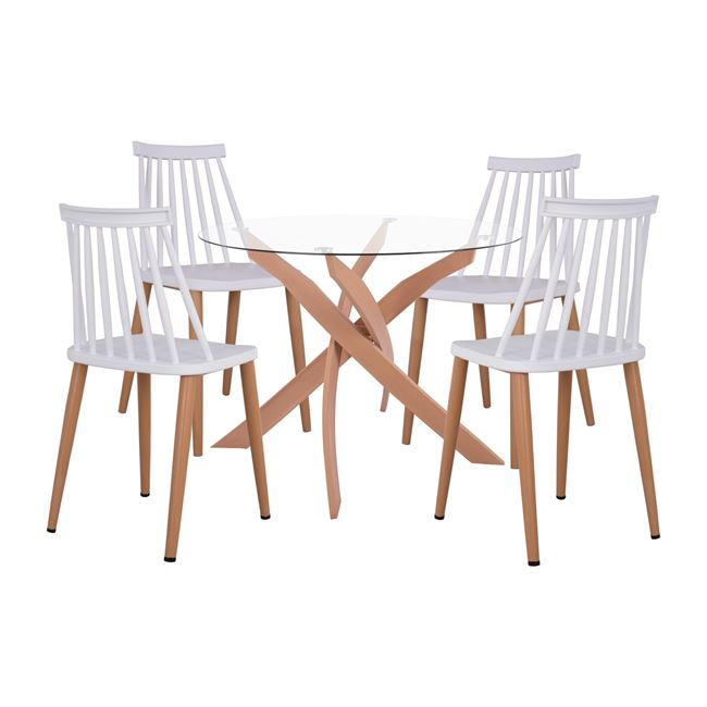 Трапезен комплект, Vanessa, Бял, Пластмаса, 90х74см.