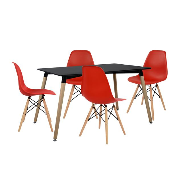 Комплект за хранене, HM102228, Черен, Мдф, 120х80х73см.