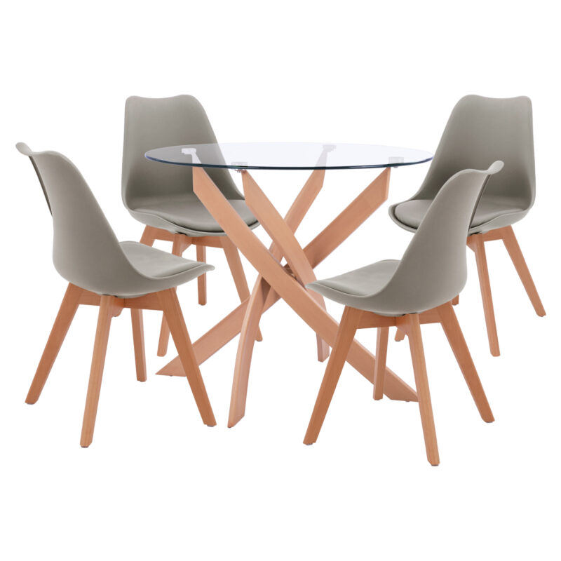 Трапезен комплект, HM8499.02 HM0033.10, Сив, Изкуствена кожа