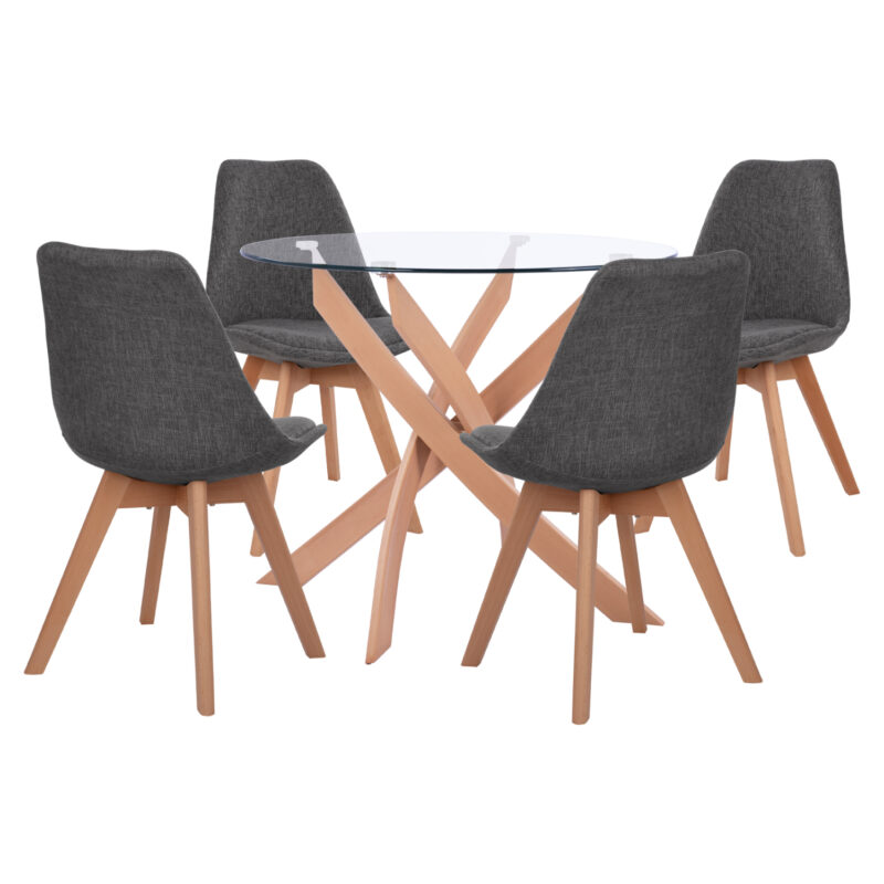 Трапезен комплект, HM8499.02 HM0033.50, Сив, Текстил