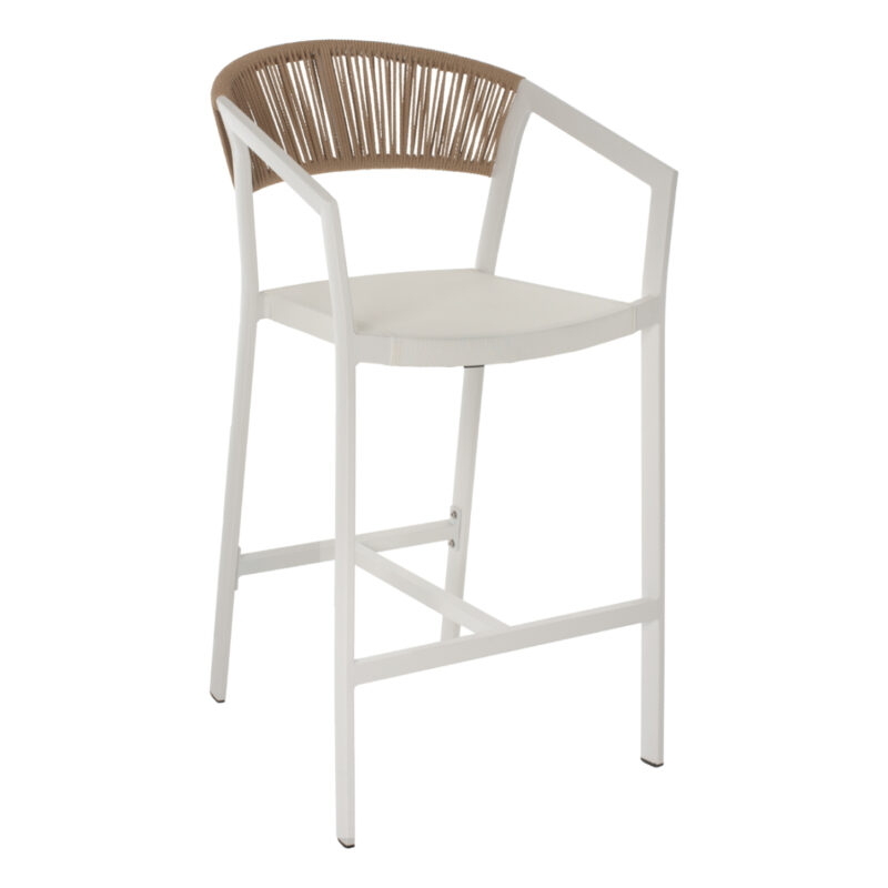 Бар стол, HM5892.22, Бял, Изкуствен ратан, 56х58х105см.