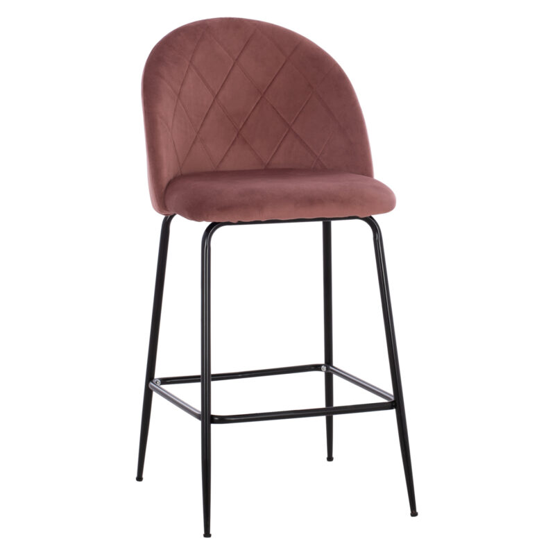 Бар стол, ODED, Розов, Кадифе, 45х53х98см.