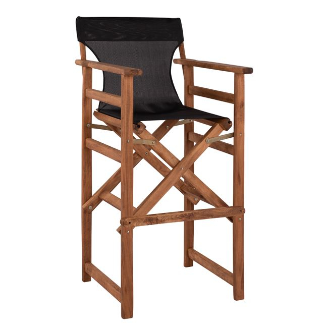 Бар стол, Stool Bar Director’s Walnut with pillow pvc black HM10374.05, Орех, Пластмаса